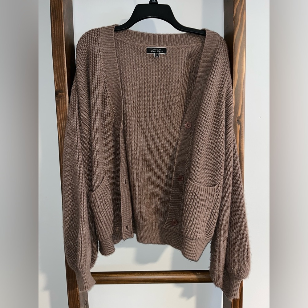 brown cardigan blouse and shorts set